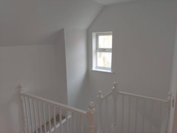 Stairs Farrow and Ball all white alt view