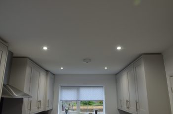 Paint Spraying Kitchen Ceiling with Johnstones Perfect Matt and Walls with Johnstones Cleanable Matt