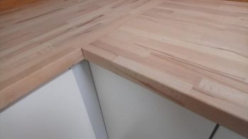 Kitchen Wooden Hardwood Worktop preparation stripped with bevel edge