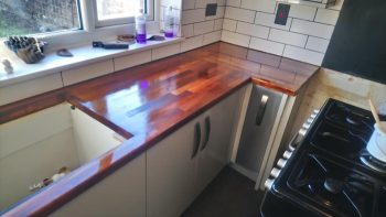 Kitchen Wooden Hardwood Worktop with Sink Danish Oil