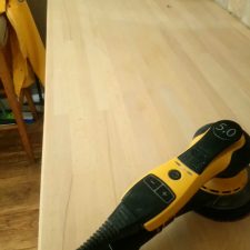 Kitchen wooden worktop preparation dust free sanding