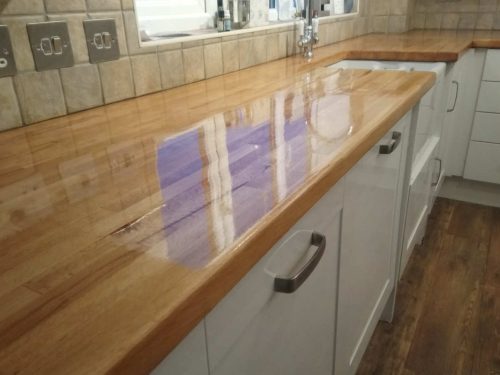 Kitchen worktop repair with Danish Oil