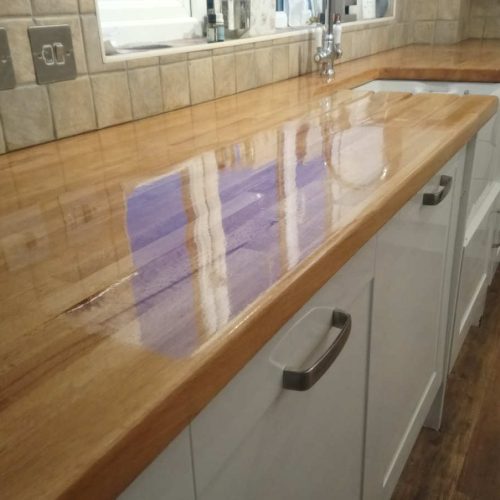 Kitchen worktop repair with Danish Oil