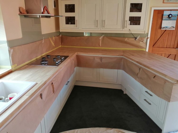 Kitchen worktop stripped sanded