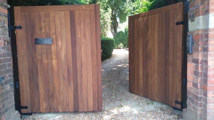 Renovated Front Double Gates Open Danish Oil