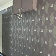 Wallpaper feature wall Farrow and Ball Grey
