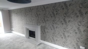 Wallpaper feature wall front view Designers Guild